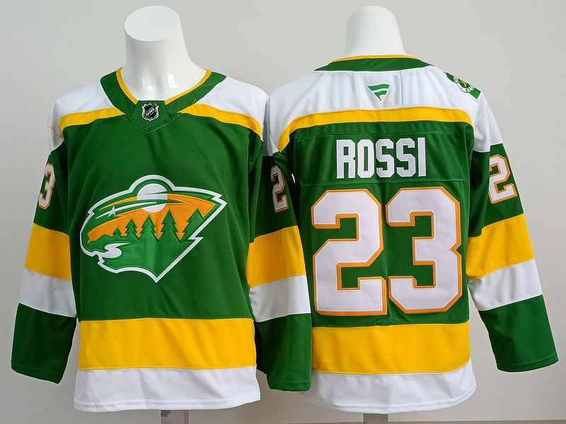 Men 2025 Minnesota Wild #23 Rossi Green Fanatics Home Premium NHL Jersey style 1